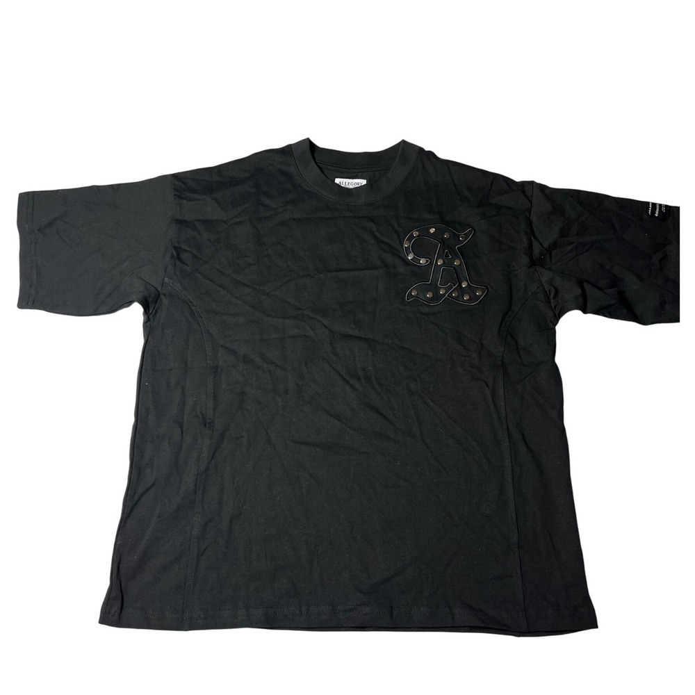 Allegory Galactic Rodeo Studded Patch Black Graphic T-Shirt Mens Medium Boxy Fit